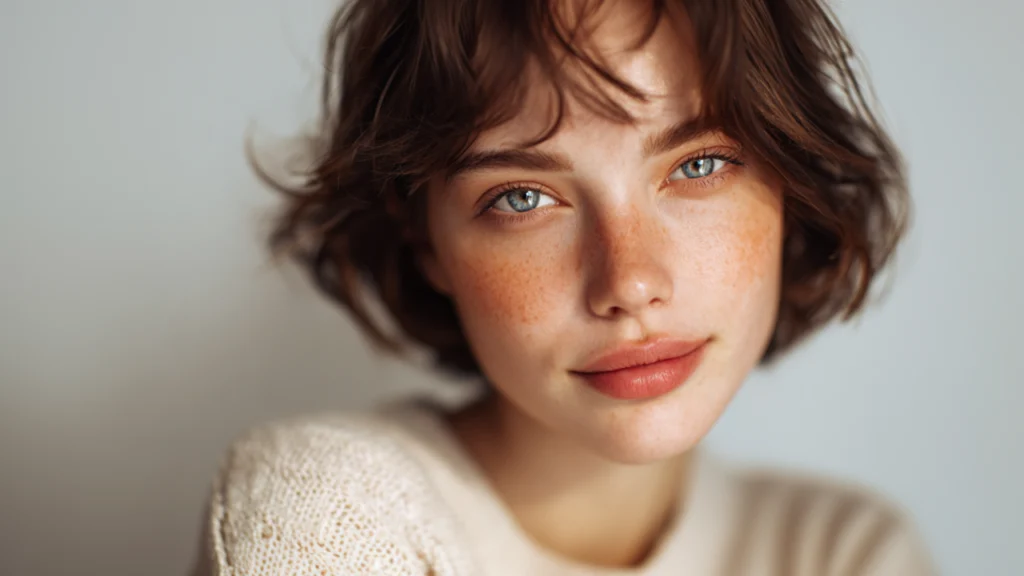Mulher sorrindo com confiança e naturalidade, representando como uma boa higiene pessoal reflete em autoestima e uma aparência fresca e radiante.