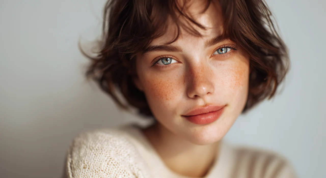 Mulher sorrindo com confiança e naturalidade, representando como uma boa higiene pessoal reflete em autoestima e uma aparência fresca e radiante.