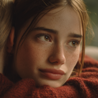 Close-up emocional de uma mulher com olhar vulnerável recebendo um abraço de conforto de sua amiga em um sofá. A imagem ilustra a força da sororidade no relacionamento e a importância do apoio feminino.